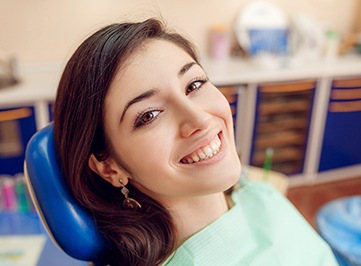 Close-up of a female dental patient smiling